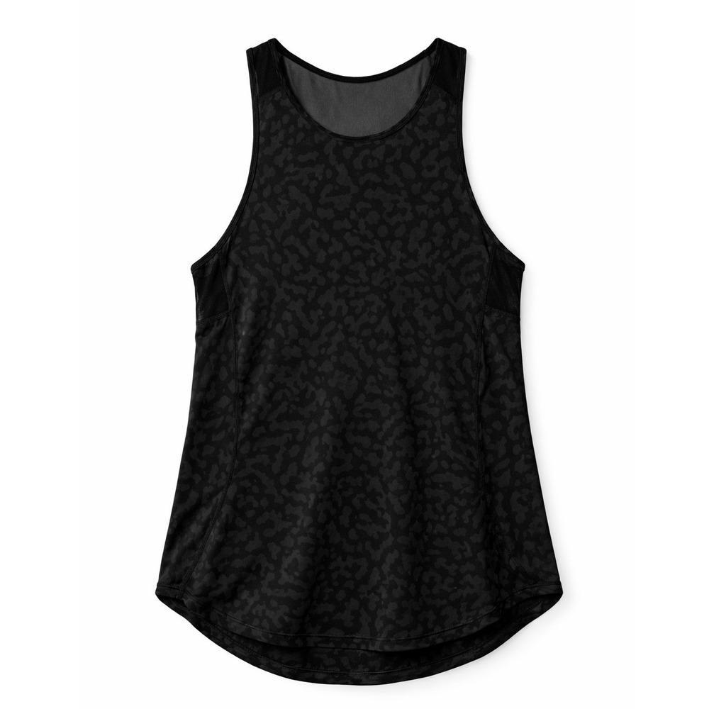 Lululemon Sculpt Tank Top Black Grey Leopard Camo Mesh Back Activewear Womens